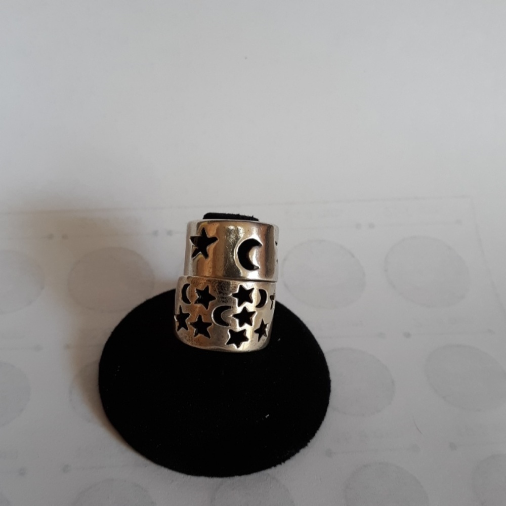 Silver moon and star ladies rings 2